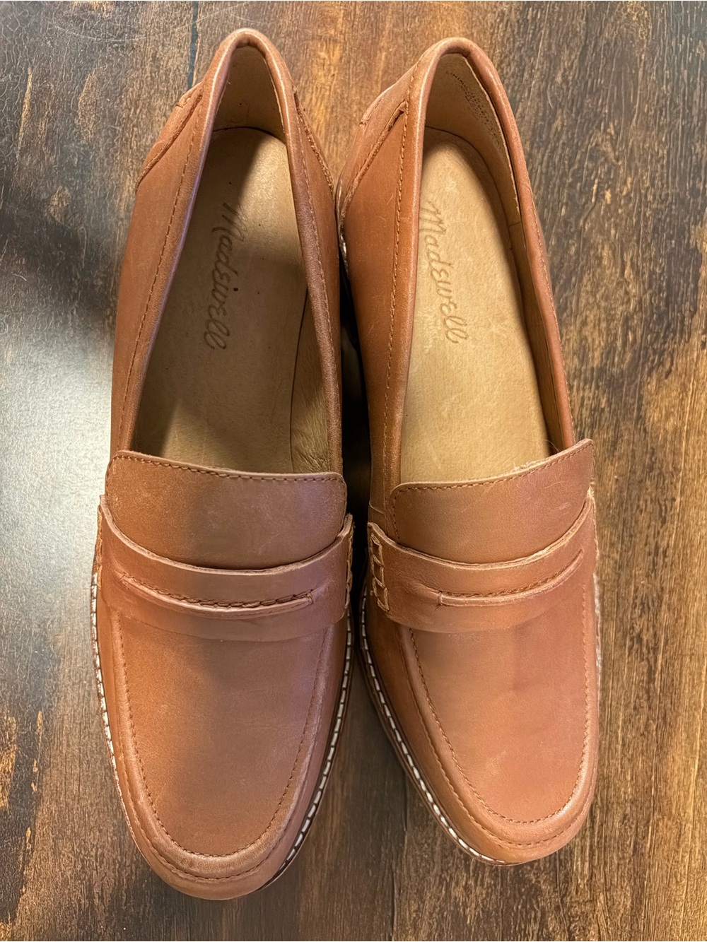 NWOT Madewell Corinne Lugsole Penny Loafers Dried Maple Leather 8.5 - Picture 4 of 8